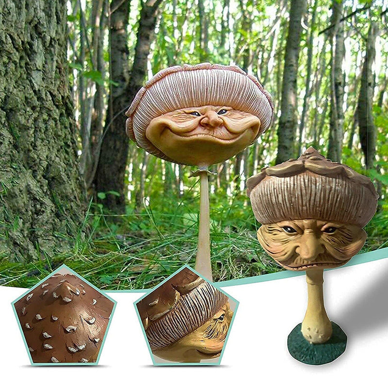 Mini Happy Funny Mushroom Funny Resin Sculpture Home Garden Statue Decorative Mushroom Garden Ornament Resin Crafts