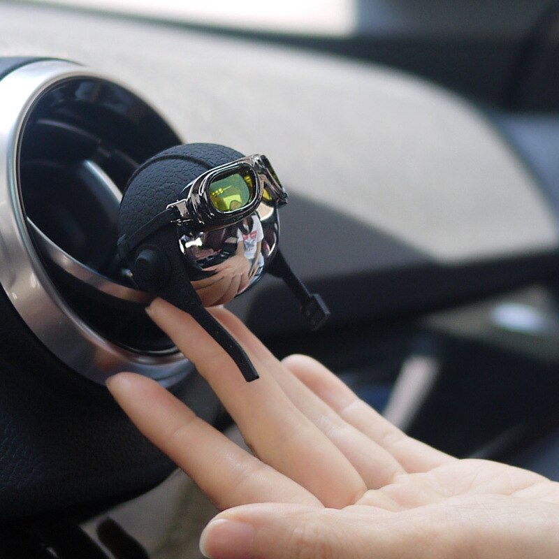 Creative Helmet Car Air Freshener Airborne Division Luxury Car Perfume Genuine Leather Strap Hanging Car Fragrance