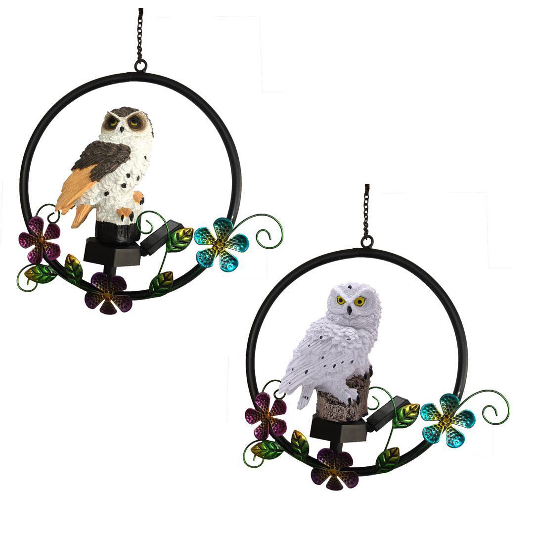 Owl Solar Garden Lights Resin Hanging Lights Garden Lawn Lights Outdoor Wind Chimes Landscape Lights Decorative Chandelier