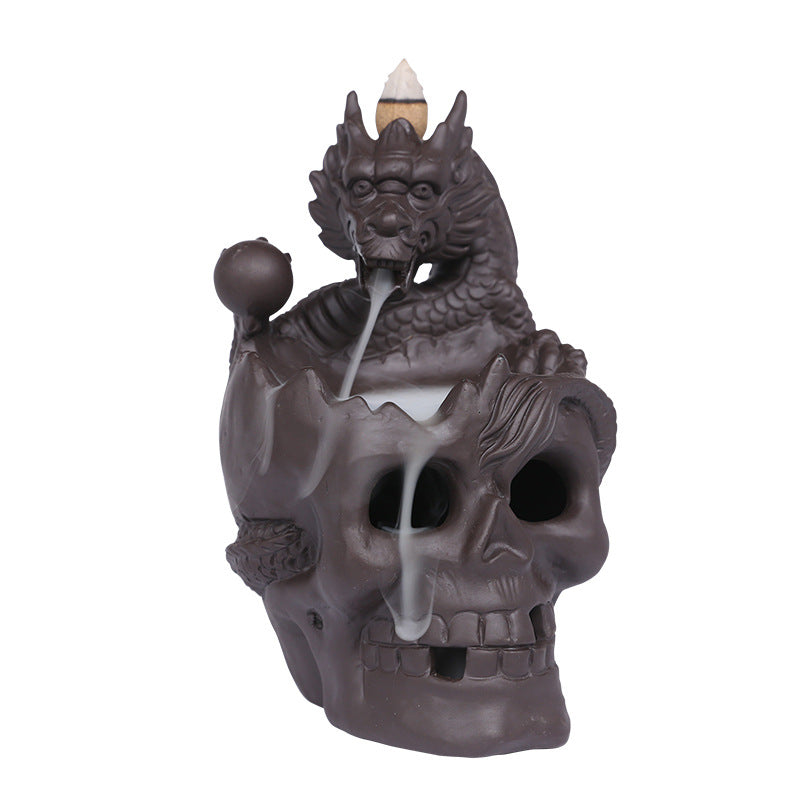 Purple Sand New Aromatherapy Furnace Skull Halloween European Style Home Gift Ornament Backflow Incense Furnace