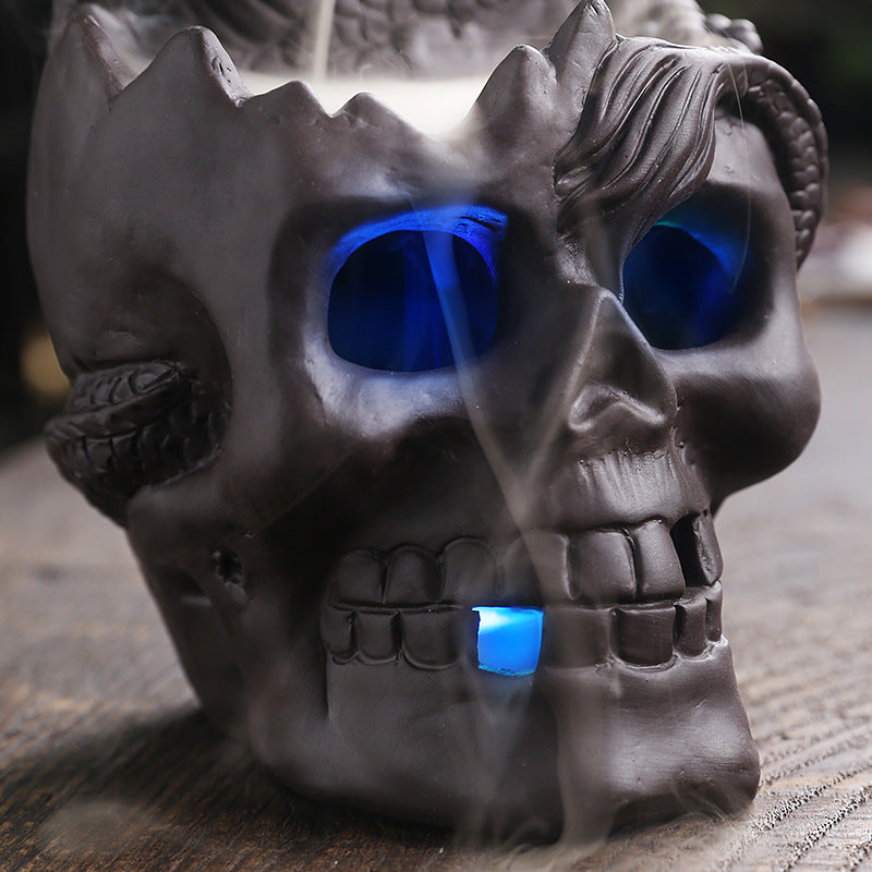 Purple Sand New Aromatherapy Furnace Skull Halloween European Style Home Gift Ornament Backflow Incense Furnace