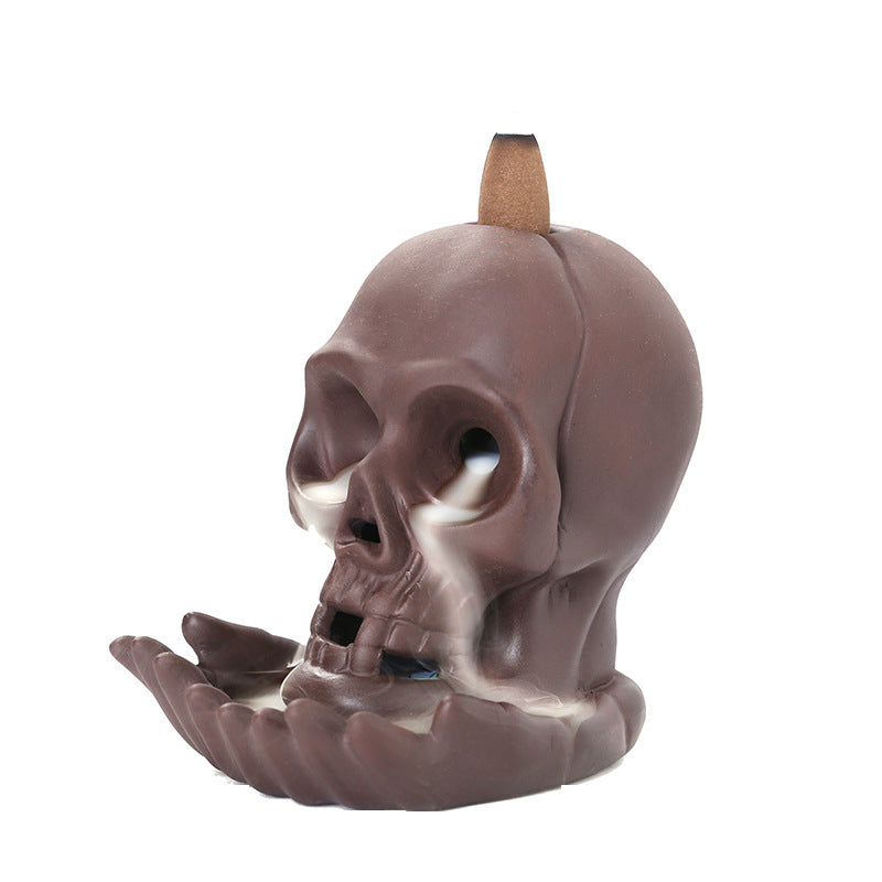 Purple Sand New Aromatherapy Furnace Skull Halloween European Style Home Gift Ornament Backflow Incense Furnace