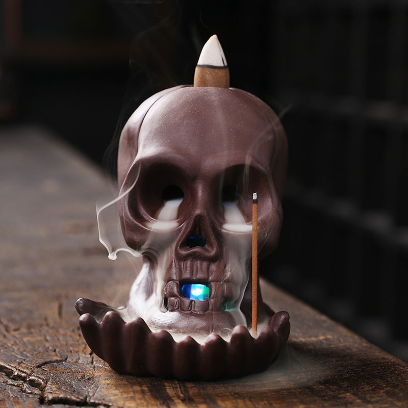 Purple Sand New Aromatherapy Furnace Skull Halloween European Style Home Gift Ornament Backflow Incense Furnace