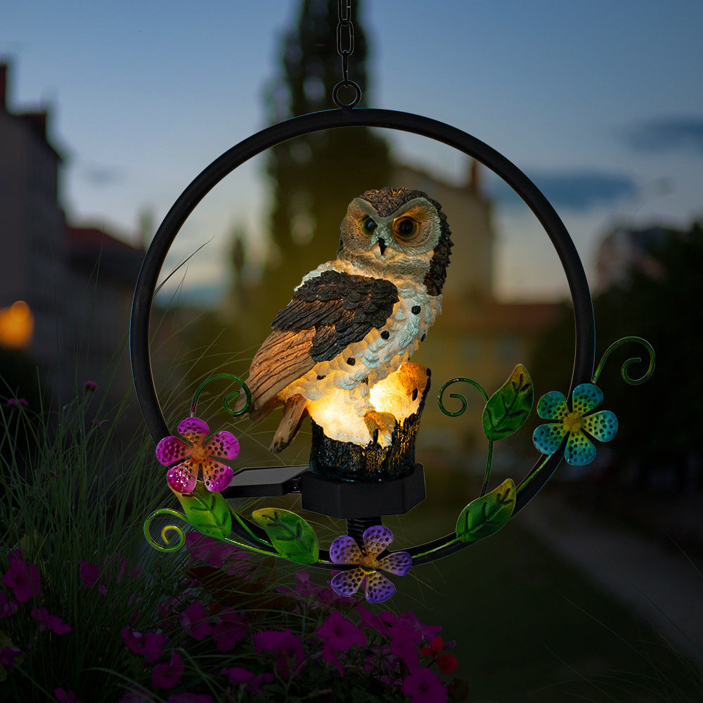 Owl Solar Garden Lights Resin Hanging Lights Garden Lawn Lights Outdoor Wind Chimes Landscape Lights Decorative Chandelier
