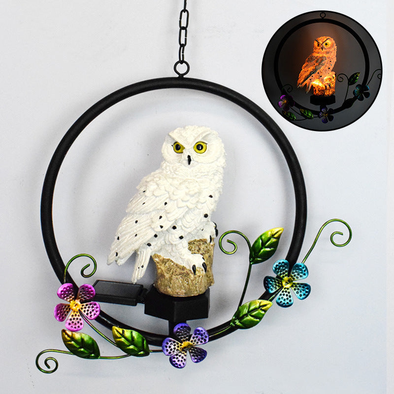 Owl Solar Garden Lights Resin Hanging Lights Garden Lawn Lights Outdoor Wind Chimes Landscape Lights Decorative Chandelier