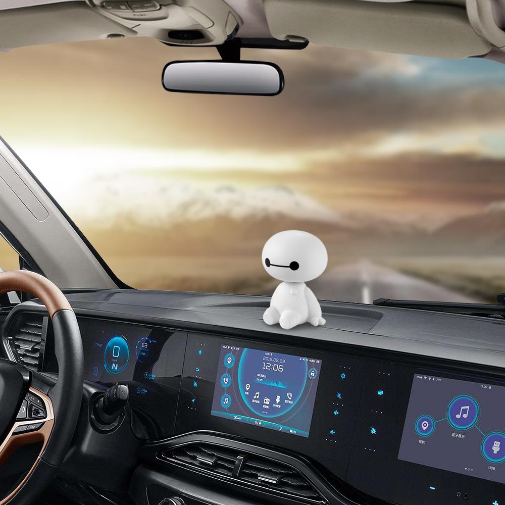Cartoon Plastic Baymax Robot Shaking Head Figure Car Ornaments Auto Interior Decorations Big Hero Doll Toys