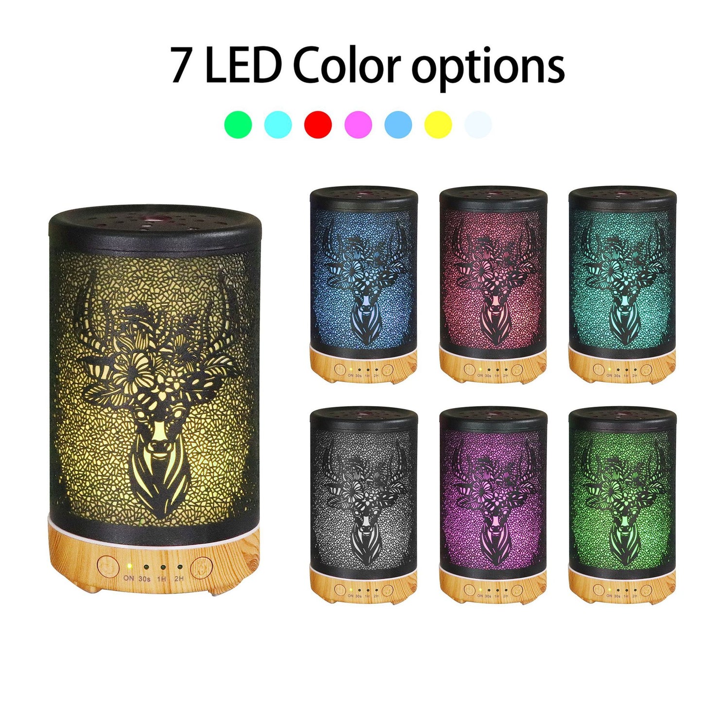 Goat Hardware Iron Aroma Diffuser Spray 100ml Colorful Lights Sika Deer Office Hollow Fragrance Humidifier