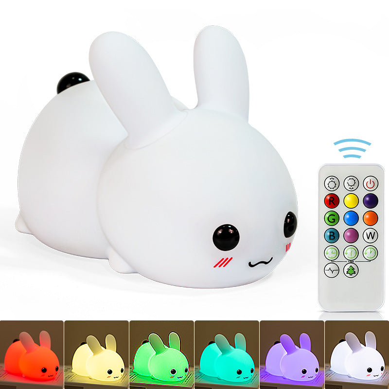 Silicone Jade Rabbit LED Night Light USB Charging Two-tone Lighting Cute Rabbit Shooting Light Children's Night Companion Sleeping Light