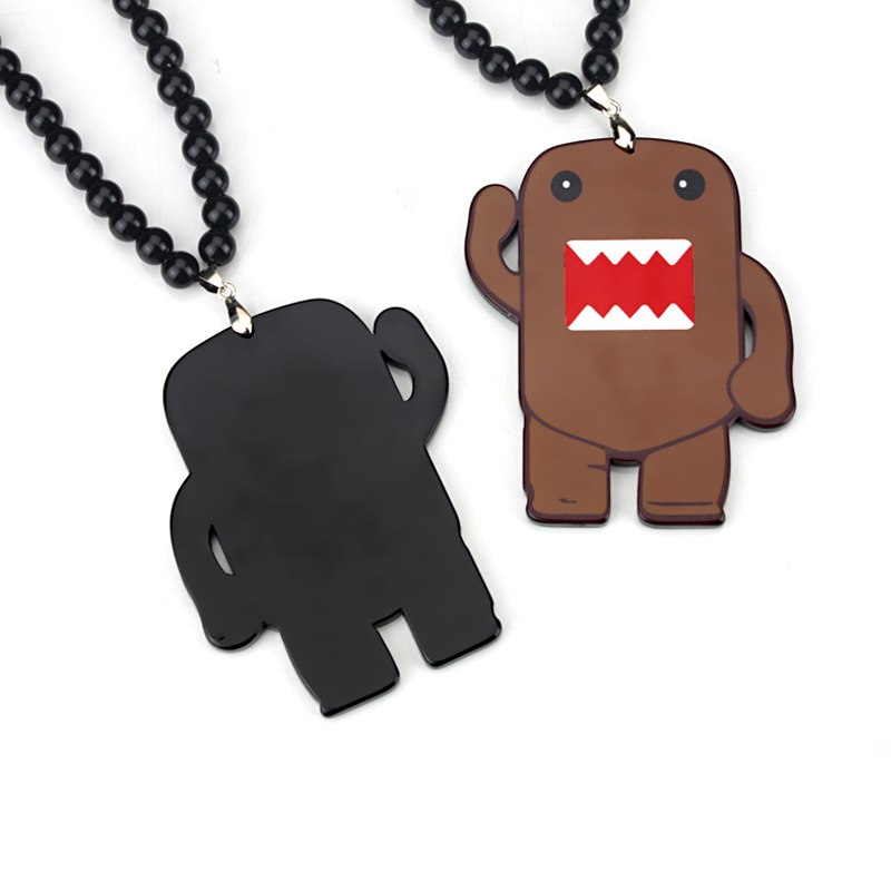 Brown DOMO KUN Badge Fashion Pendant Car Styling JDM Interior Rearview Mirror Ornament Beads Hellaflush Charm Hip Hop Necklace