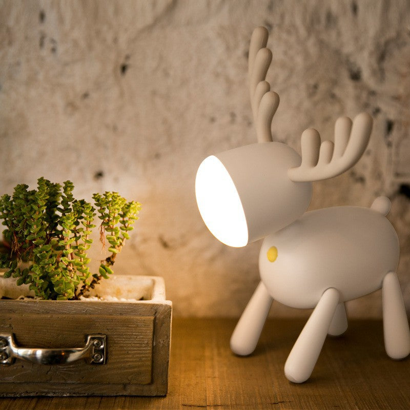 Cartoon Deer Night Light USB Charging With Sleeping Silicone Led Elk Light Children's Student Desk Reading Lamp