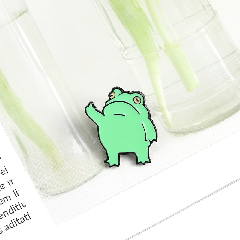 Funny Frog Enamel Pin Custom Cool Animal Brooches Bag Lapel Pin Cartoon Froggy Badge Jewelry Gift for Friends