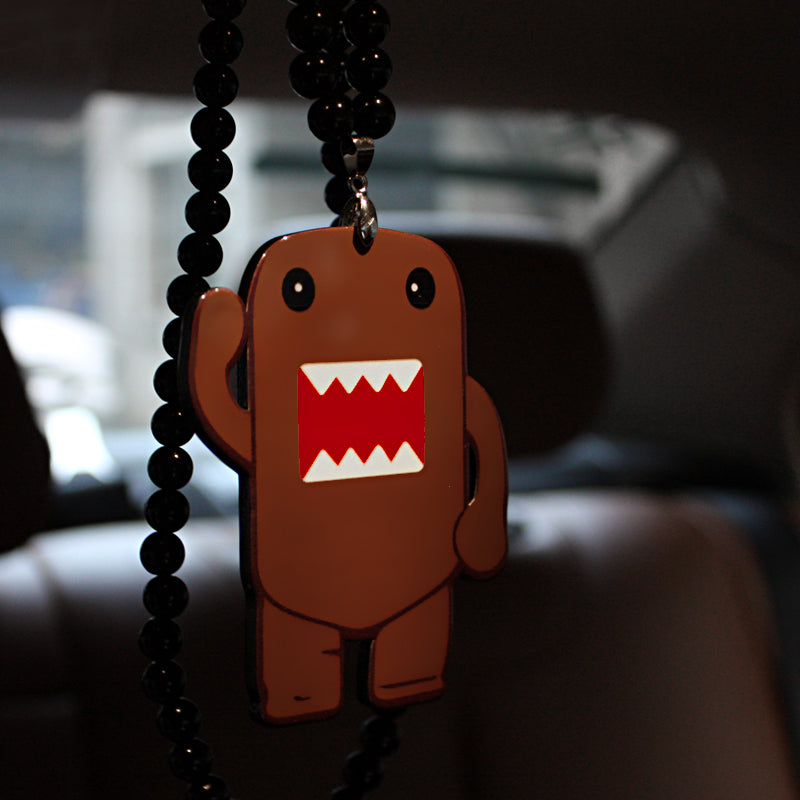 Brown DOMO KUN Badge Fashion Pendant Car Styling JDM Interior Rearview Mirror Ornament Beads Hellaflush Charm Hip Hop Necklace