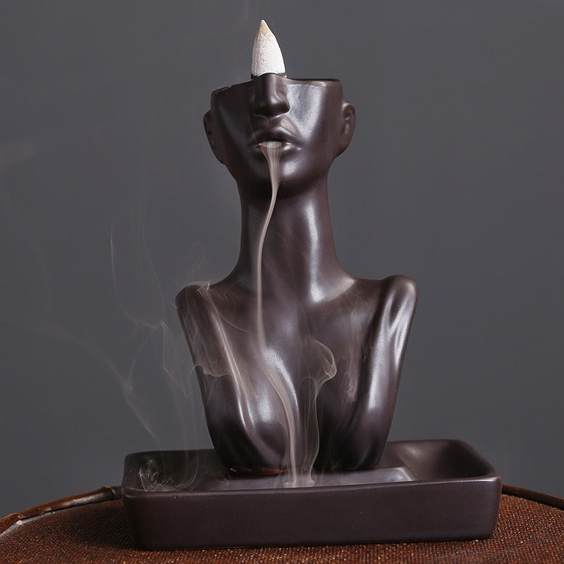 Ceramic Beauty Statue Backflow Incense Burner Creative Beauty Sandalwood Cigarette Backflow Incense Burner Home Decoration