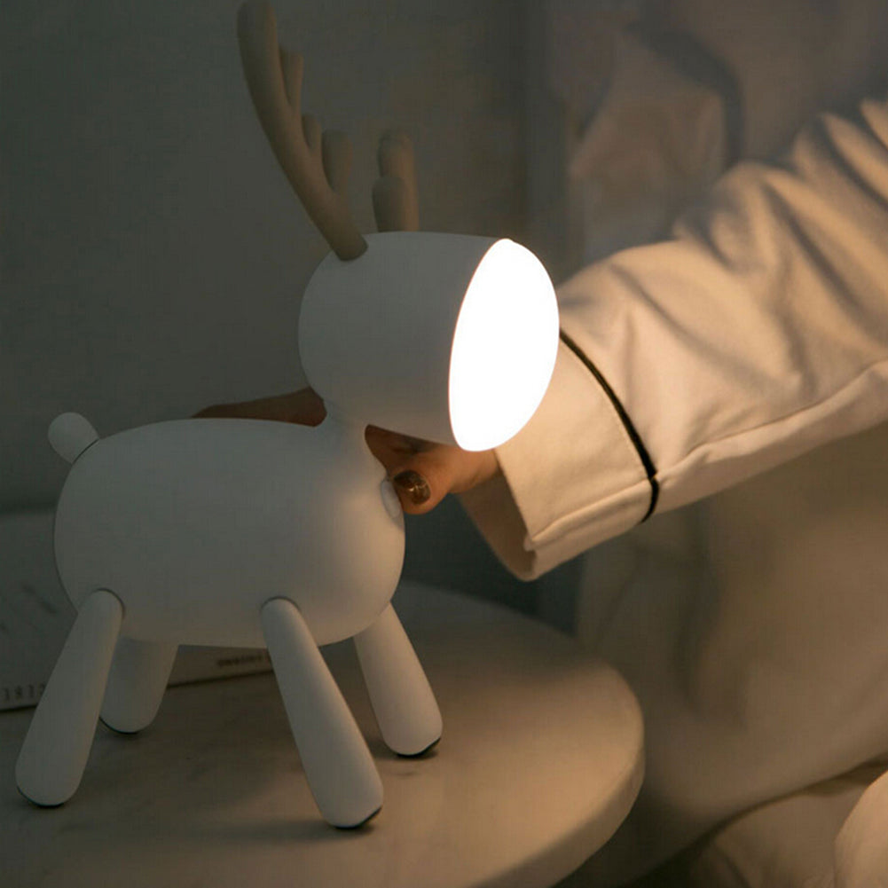 Cartoon Deer Night Light USB Charging With Sleeping Silicone Led Elk Light Children's Student Desk Reading Lamp