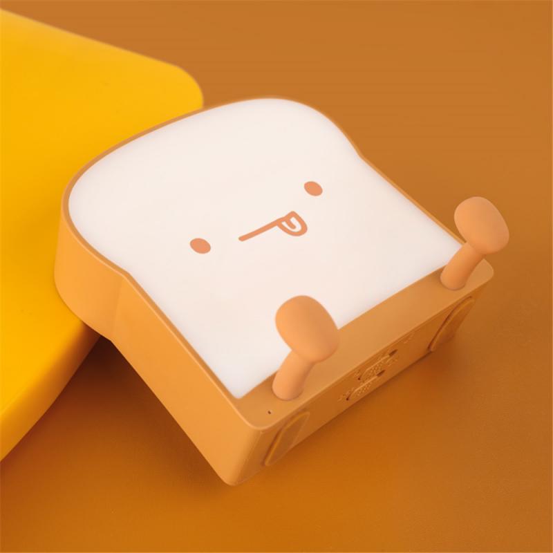 Toast Bread Night Light USB Charging Pat Timing Light Single-Sided Light-Emitting Square Bread Shape Bedside Lamp