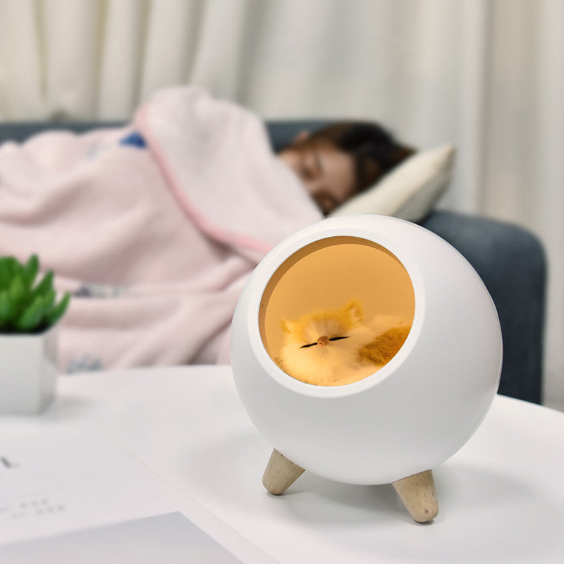 Creative Cute Little Cute Cat House Night Light Cute Kitten Bedside With Sleeping Light USB Charging Touch Atmosphere Light