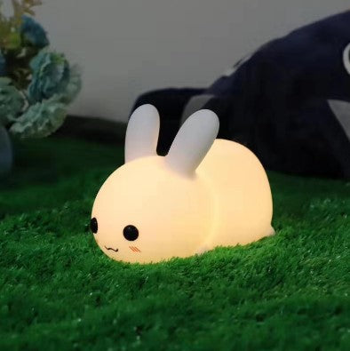 Silicone Jade Rabbit LED Night Light USB Charging Two-tone Lighting Cute Rabbit Shooting Light Children's Night Companion Sleeping Light