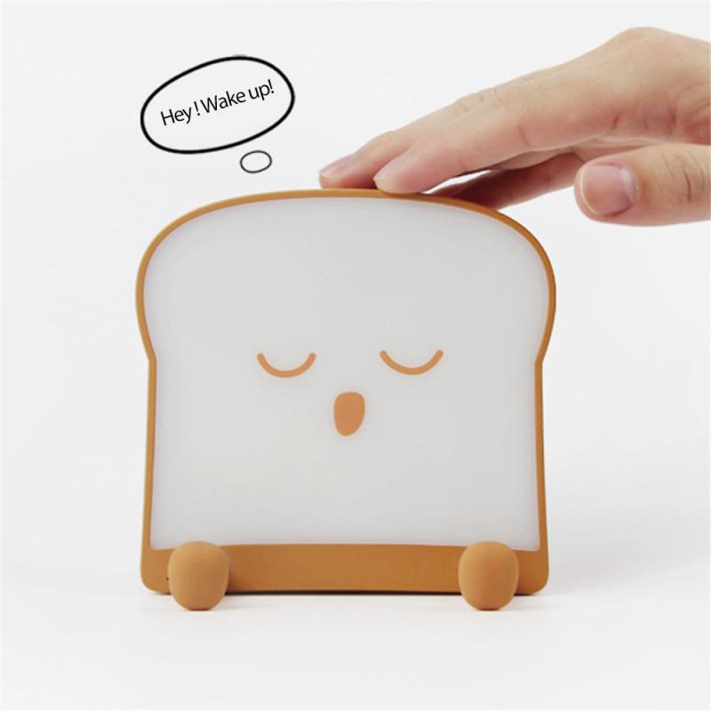 Toast Bread Night Light USB Charging Pat Timing Light Single-Sided Light-Emitting Square Bread Shape Bedside Lamp