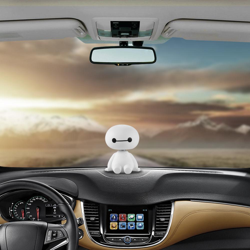 Cartoon Plastic Baymax Robot Shaking Head Figure Car Ornaments Auto Interior Decorations Big Hero Doll Toys