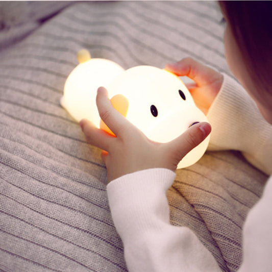 New And Peculiar Stupid Led Silicone Night Light USB Charging Timing Atmosphere Light Children's Bedside Smart Pat Light